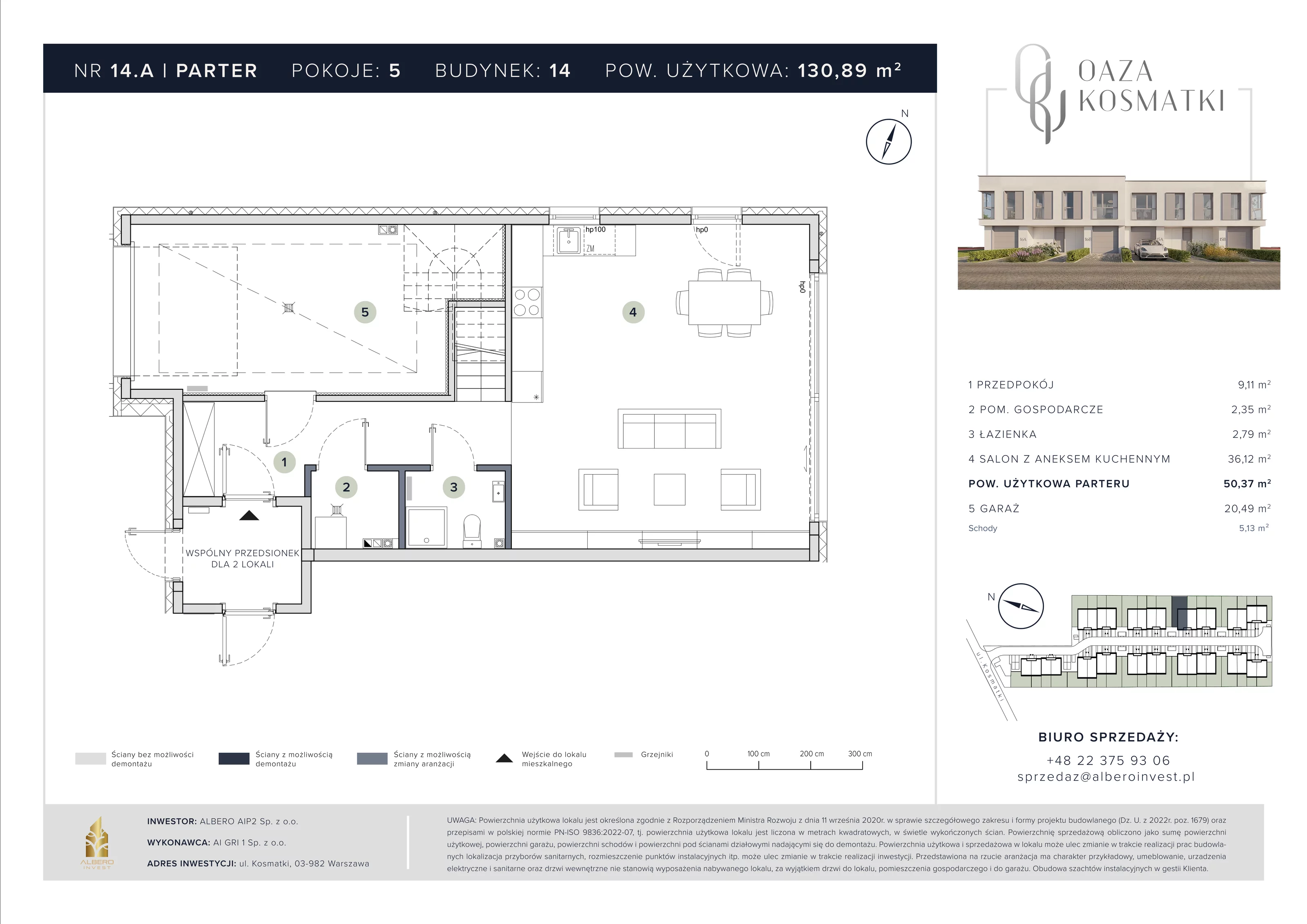 Dom 130,89 m², oferta nr 14.A, Oaza Kosmatki, Warszawa, Wawer, Gocław, ul. Kosmatki 32/34